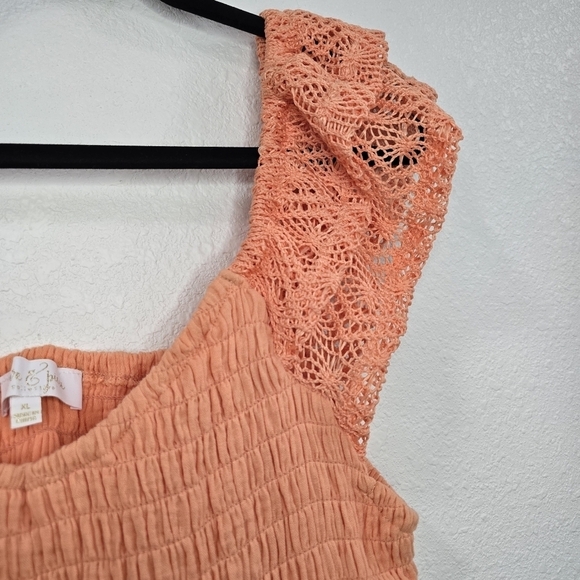 Love & Piece Straight Midi Dress Summer Lace Sleeve Vacation Flup Edge Size XL - Picture 6 of 16